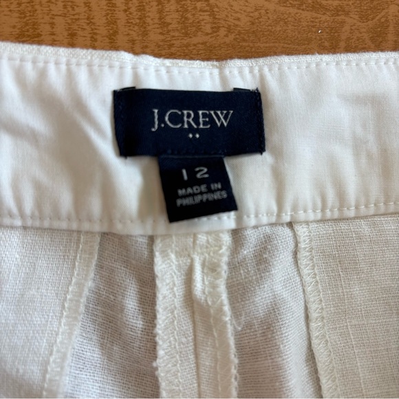 J. Crew Women's White Scalloped Linen Blend Shorts - Picture 3 of 4